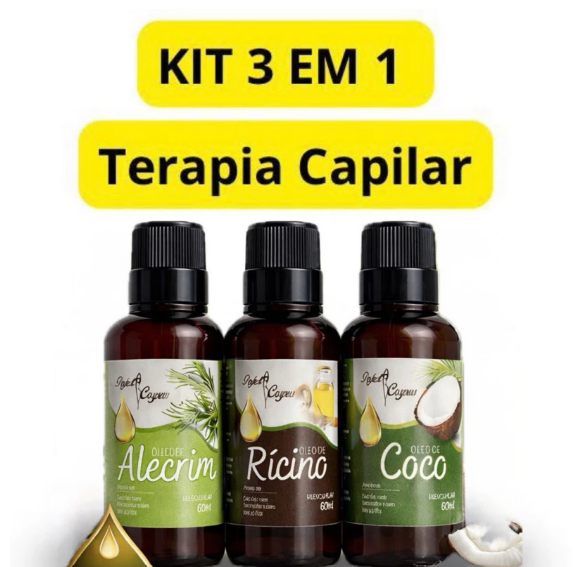 KIT Terapia Capilar - Óleo de Coco + Ricino + Alecrim