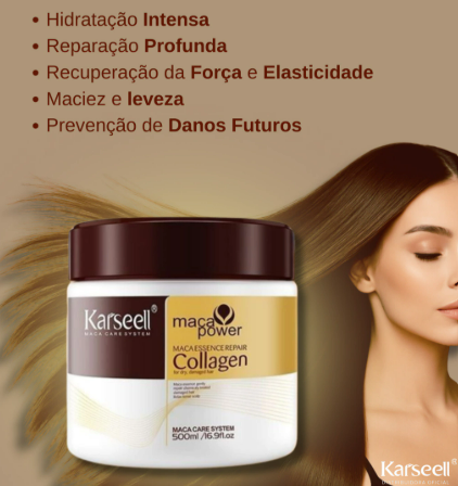 Máscara Karseell Collagen 500g – Hidratação Profunda e Brilho Intenso